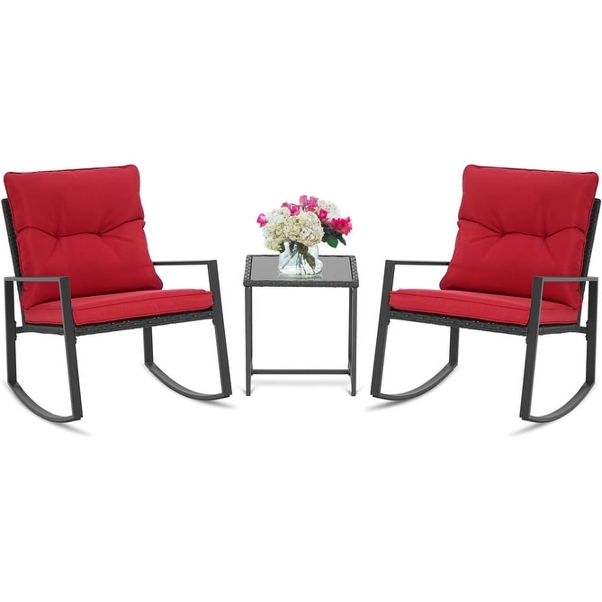 Ensemble bistro à bascule 3 pièces en métal noir SUNCROWN pour terrasse extérieure