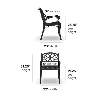 Ensemble de salle à manger d'extérieur 7 pièces Sanibel en aluminium bronze avec table ovale de 72 pouces et six fauteuils par Homestyles