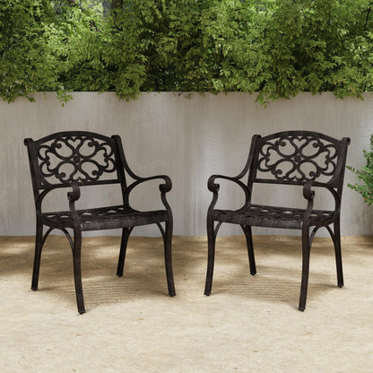 Ensemble de salle à manger d'extérieur 7 pièces Sanibel en aluminium bronze avec table ovale de 72 pouces et six fauteuils par Homestyles