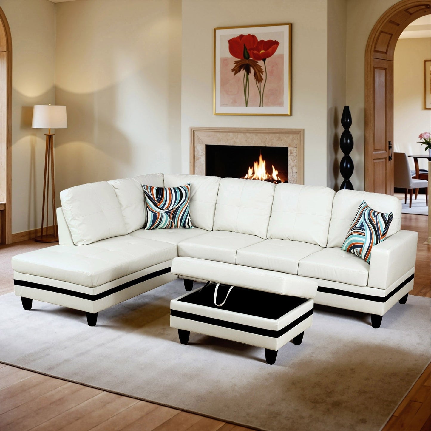 Ensemble de canapés 3 pièces en similicuir PU pour salon