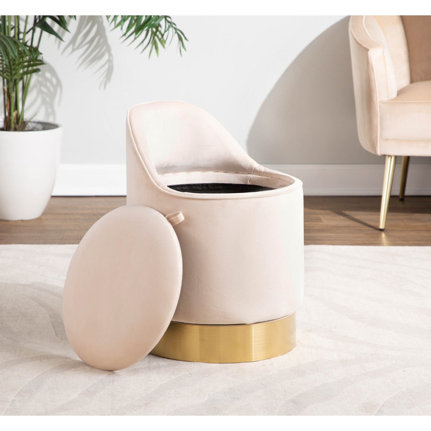 Tabouret de coiffeuse pivotant en velours Silver Orchid Corday