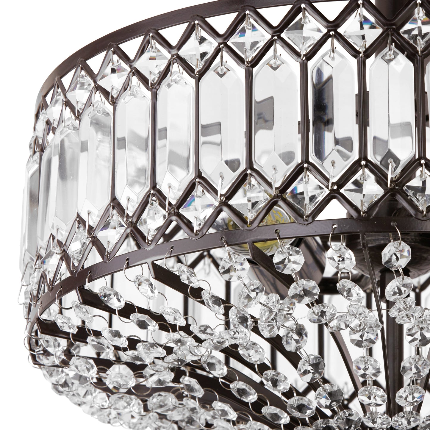 Plafonnier semi-encastré Silver Orchid Furey en verre à plusieurs niveaux bronze/or - 37,5 cm (L) x 37,5 cm (l) x 38,7 cm (H)