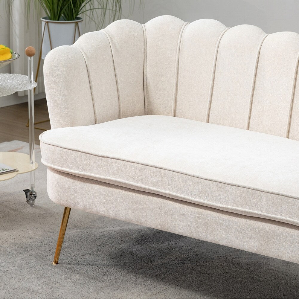 Petit canapé deux places avec pieds en métal doré - 2 places