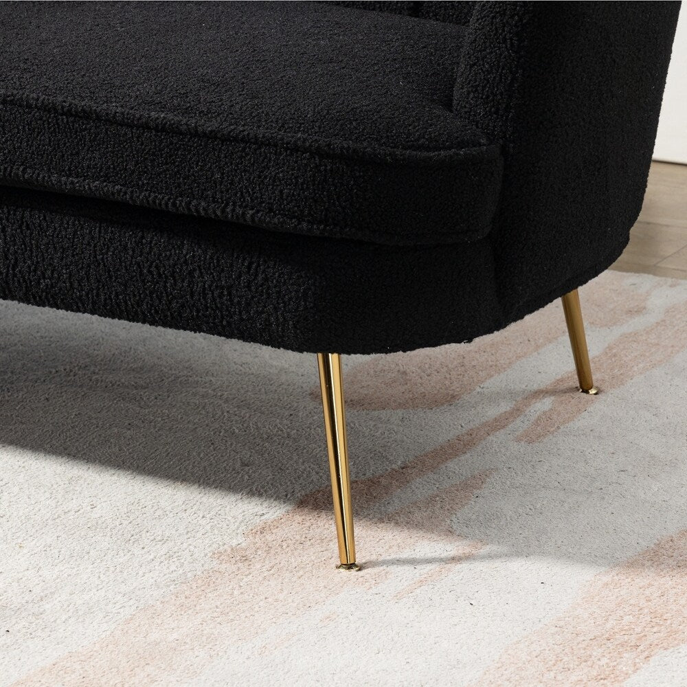 Petit canapé deux places avec pieds en métal doré - 2 places