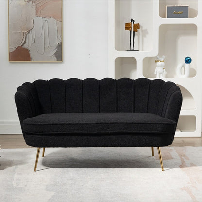 Petit canapé deux places avec pieds en métal doré - 2 places