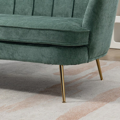 Petit canapé deux places avec pieds en métal doré - 2 places