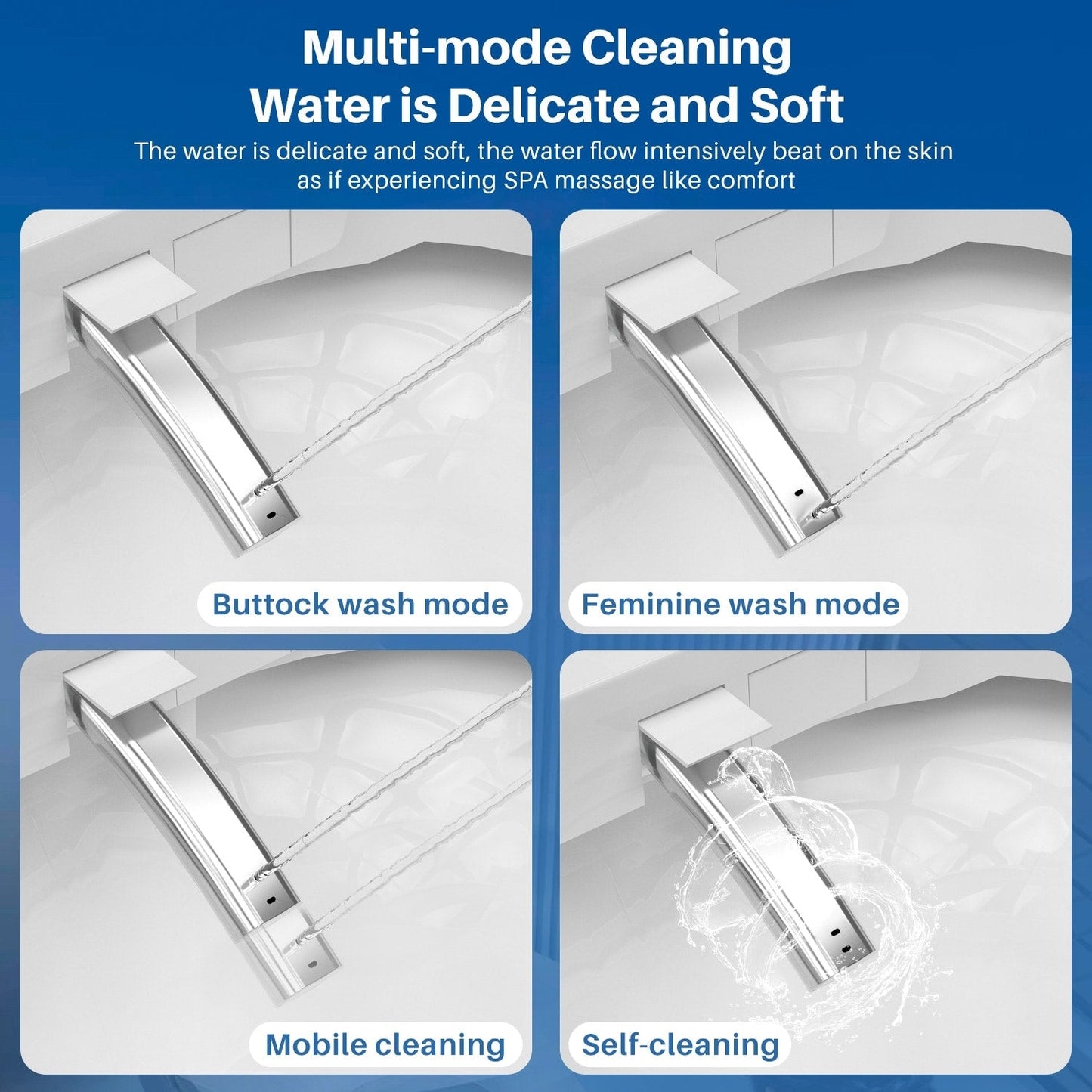 Toilettes intelligentes, WC bidet monobloc pour salles de bains, WC allongé moderne avec eau chaude, double chasse d'eau automatique, activation par capteur de pied