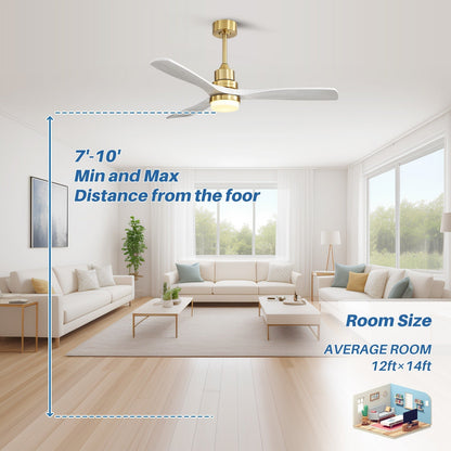 Ventilateur de plafond d'intérieur Sofucor 52 en bois avec éclairage intégré et télécommande (en option).