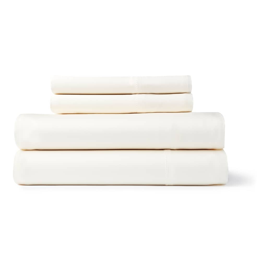 Ensemble de draps-housses à poches profondes en rayonne de bambou unie et respirante