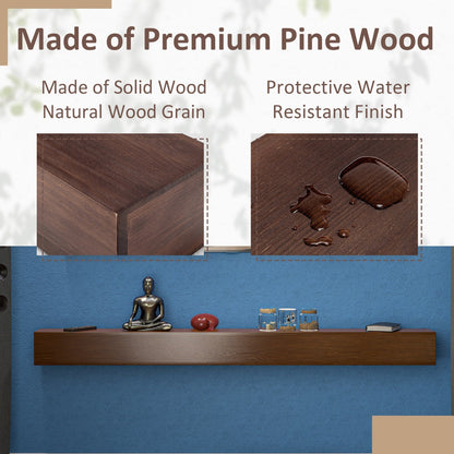 Cheminée murale en pin massif avec étagère flottante