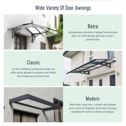 Auvent de porte et fenêtre Sophia 3 pi Gris Transparent