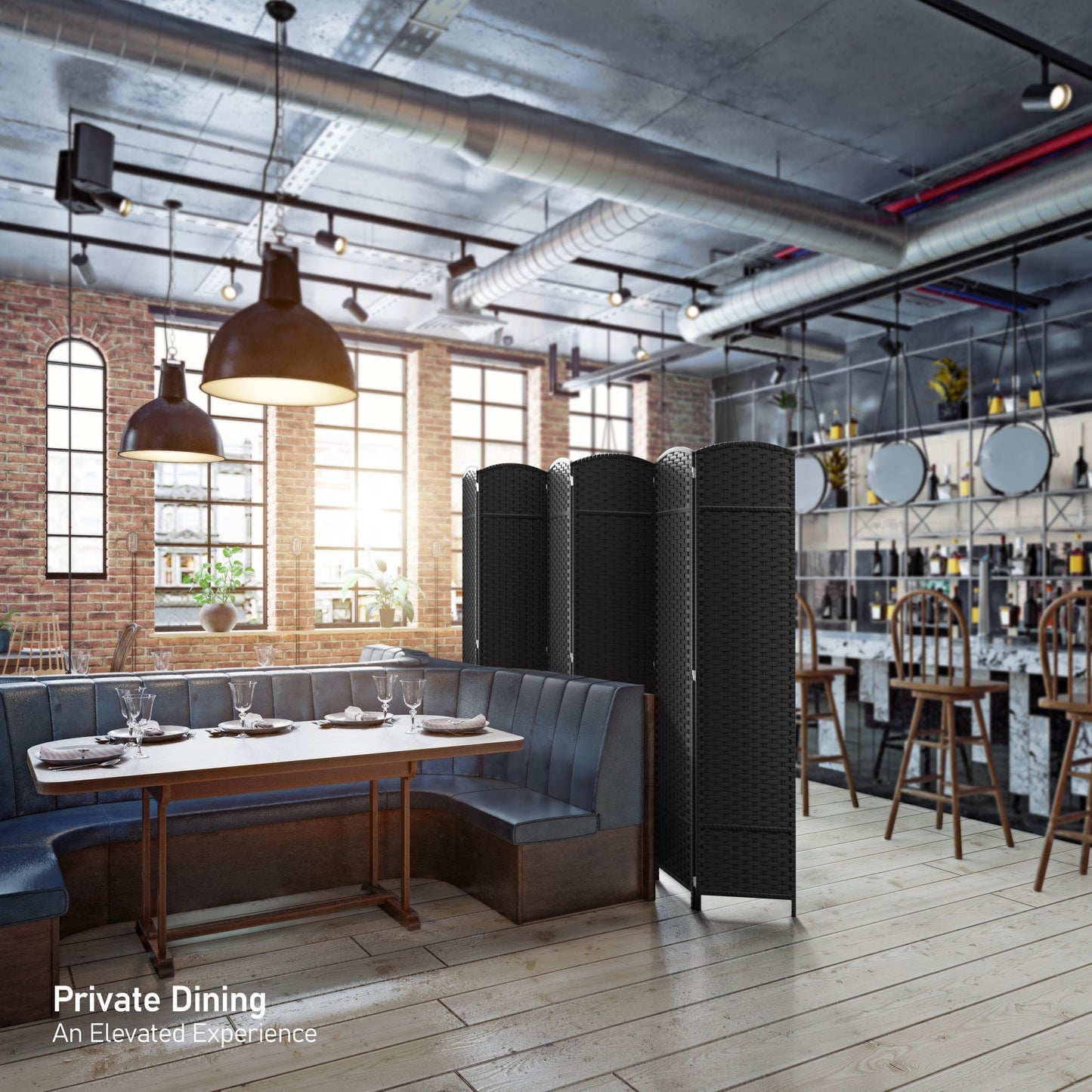 Paravent Sorbus à 6 panneaux, cloison de séparation haute et extra large, à double charnière, en maille tissée à la main, pliable - 1,83 m