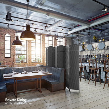 Paravent Sorbus à 6 panneaux, cloison de séparation haute et extra large, à double charnière, en maille tissée à la main, pliable - 1,83 m