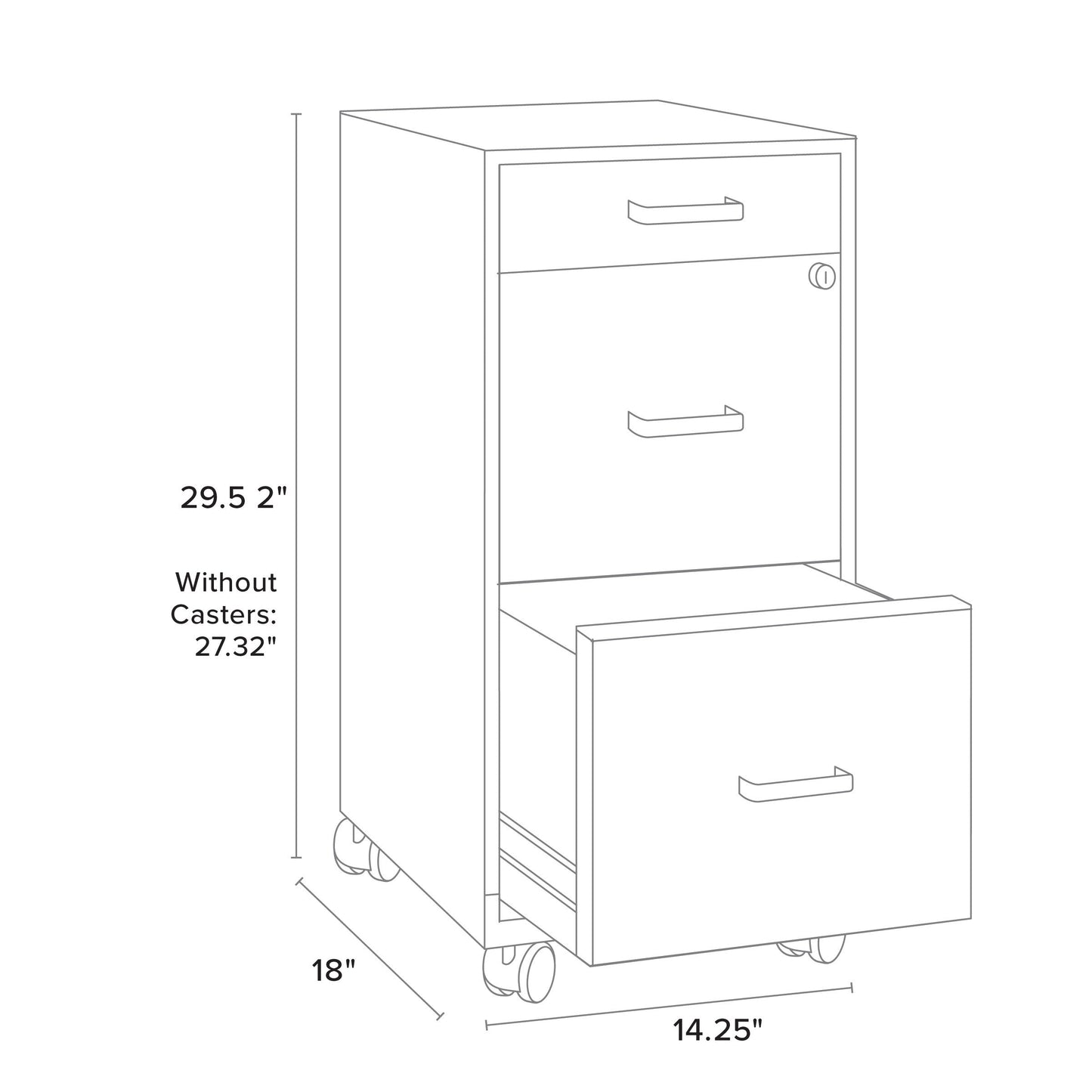 Classeur métallique à 3 tiroirs profonds Space Solutions de 18 pouces