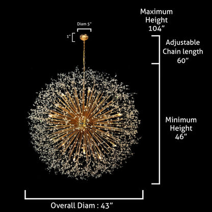 Lustre Starburst 47 de large, luminaire en cristal