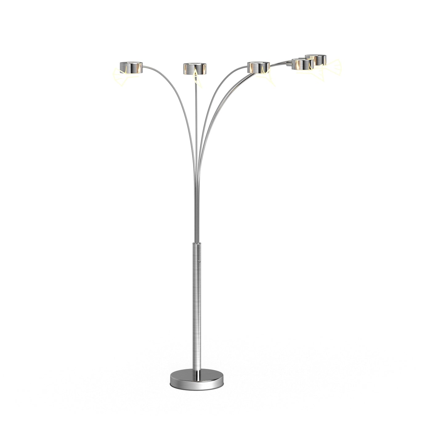 Lampadaire arqué à 5 lumières Charlie de Strick &amp; Bolton en acier brossé