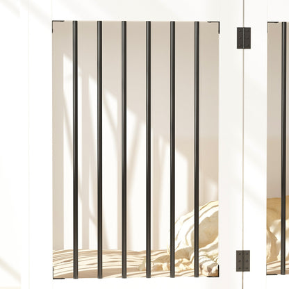 Meuble élégant en bois pour cage de transport pour chien avec rangement et 3 tiroirs