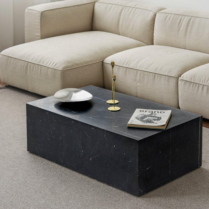 Table basse Sugar Cubes / Longue - Marbre noir et blanc - 1000 x 600 mm