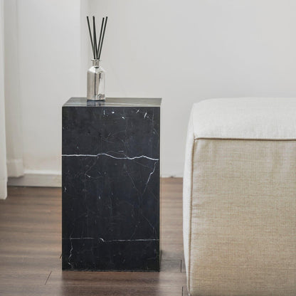 Table basse/support Sugar Cubes - Marbre noir et blanc - 300 x 300 mm