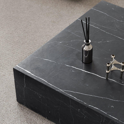 Table basse carrée Sugar Cubes - Marbre noir et blanc - 900 x 900 mm
