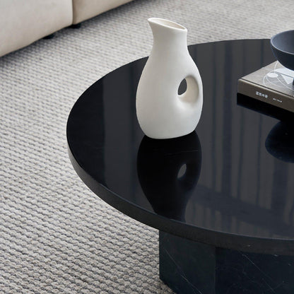 Table basse ronde Sugar Cubes - Marbre noir et blanc - φ800 mm