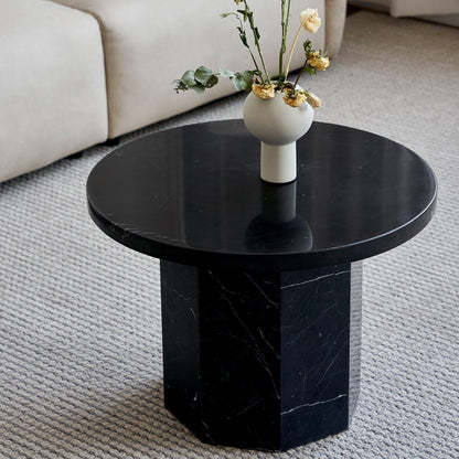 Table basse ronde Sugar Cubes - Marbre noir et blanc - φ600 mm