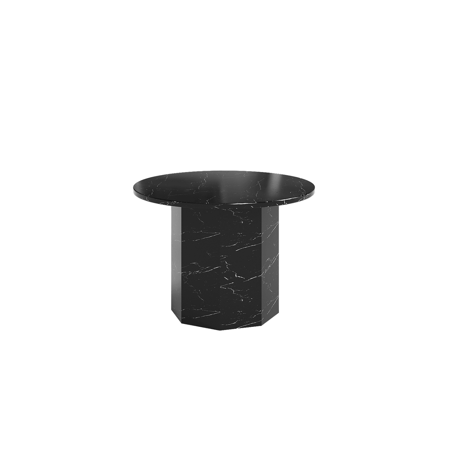 Table basse ronde Sugar Cubes - Marbre noir et blanc - φ600 mm