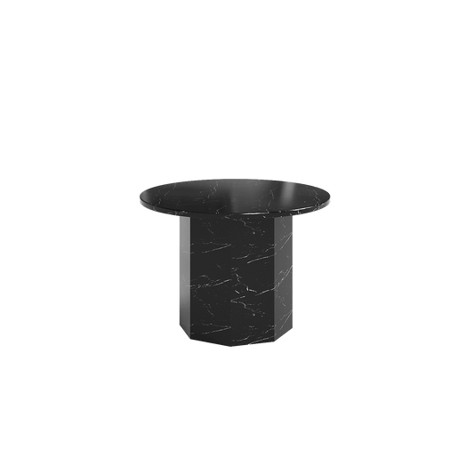 Table basse ronde Sugar Cubes - Marbre noir et blanc - φ600 mm