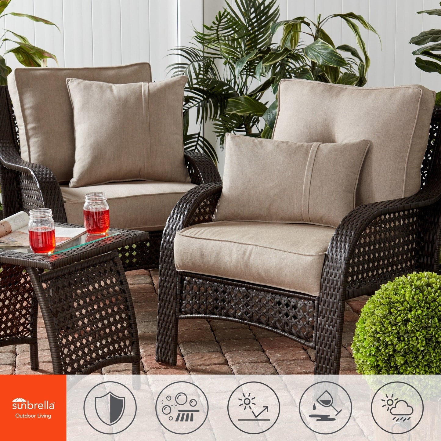 Ensemble de 2 coussins d'extérieur Sunbrella Premium pour siège profond