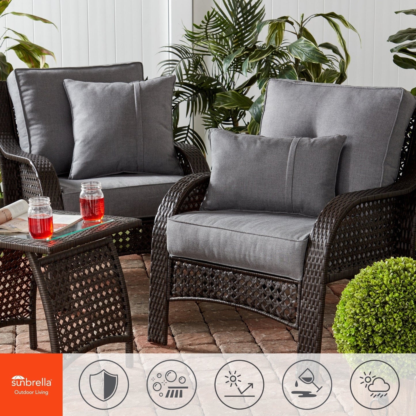 Ensemble de 2 coussins d'extérieur Sunbrella Premium pour siège profond