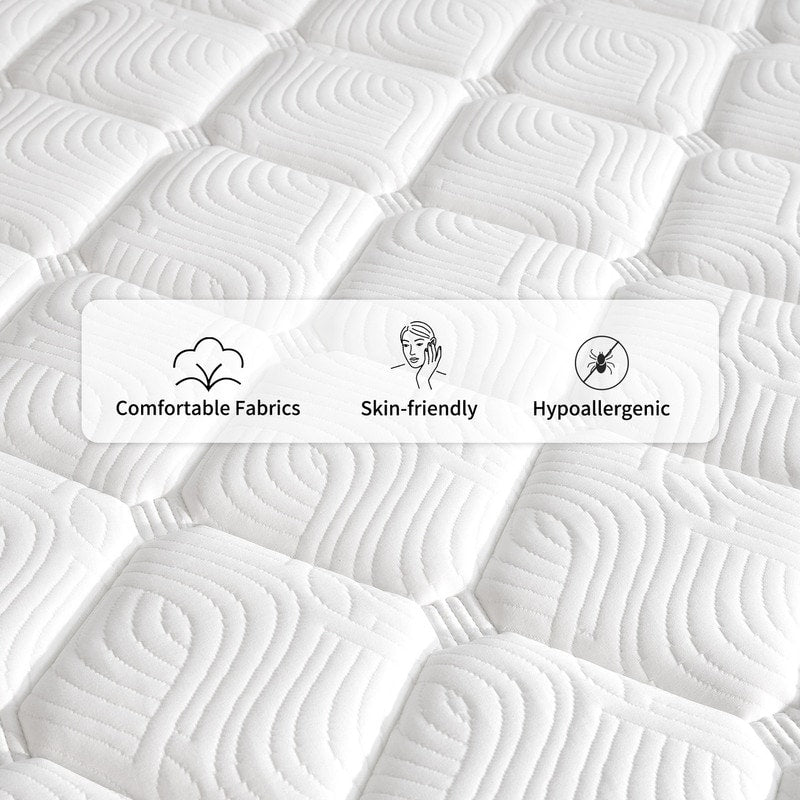 Matelas à ressorts ensachés SweDrea de 30 cm (12 po) à fermeté moyenne, conçu pour soulager les douleurs dorsales et procurer une sensation de fraîcheur. Certifié CertiPUR-US, SGS et OEKO-TEX.