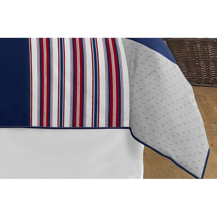 Ensemble de couette 3 pièces Sweet Jojo Designs, collection sport avec patch de baseball rouge, blanc et bleu, pour garçon, taille grand lit/très grand lit