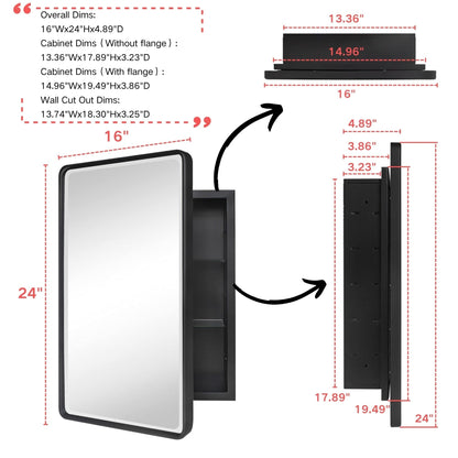 Armoires à pharmacie encastrées en métal style ferme TEHOME avec miroir