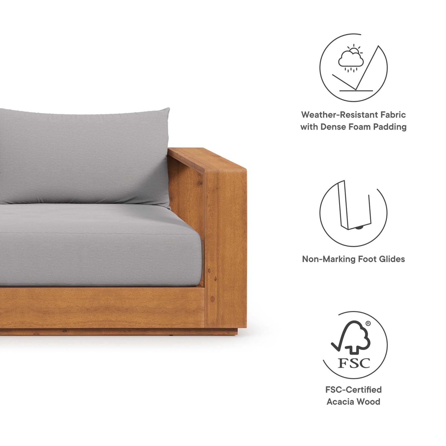 Ensemble de mobilier de jardin 5 pièces en bois d'acacia Tahoe