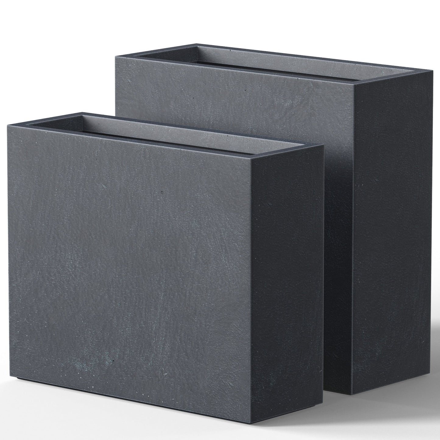 Jardinières rectangulaires hautes en béton / Grands bacs à fleurs d'intérieur et d'extérieur