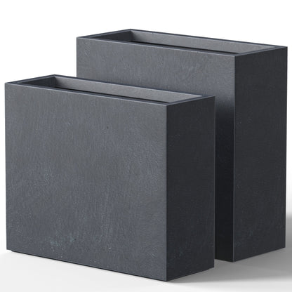 Jardinières rectangulaires hautes en béton / Grands bacs à fleurs d'intérieur et d'extérieur