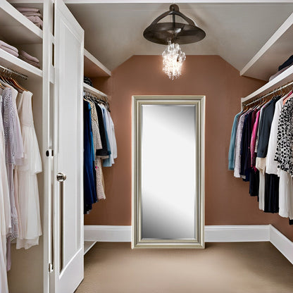 Miroir haut, miroir surdimensionné, cadre en imitation bois lisse, miroir rectangulaire mural