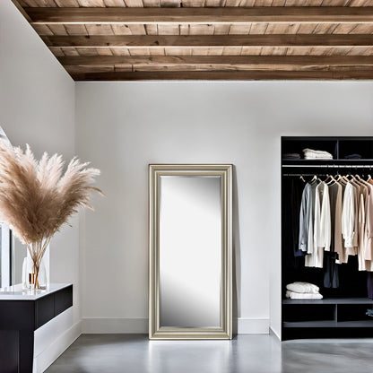 Miroir haut, miroir surdimensionné, cadre en imitation bois lisse, miroir rectangulaire mural