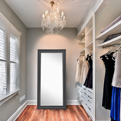 Miroir haut, miroir surdimensionné, cadre en imitation bois lisse, miroir rectangulaire mural