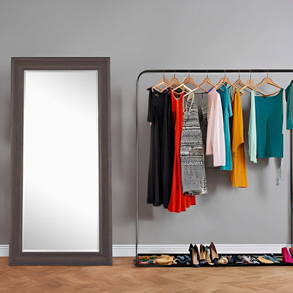 Miroir haut, miroir surdimensionné, cadre en imitation bois lisse, miroir rectangulaire mural