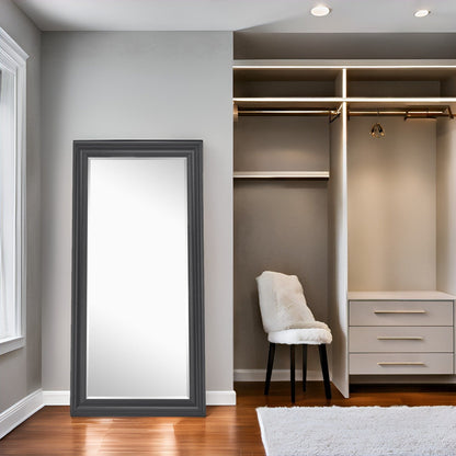 Miroir haut, miroir surdimensionné, cadre en imitation bois lisse, miroir rectangulaire mural