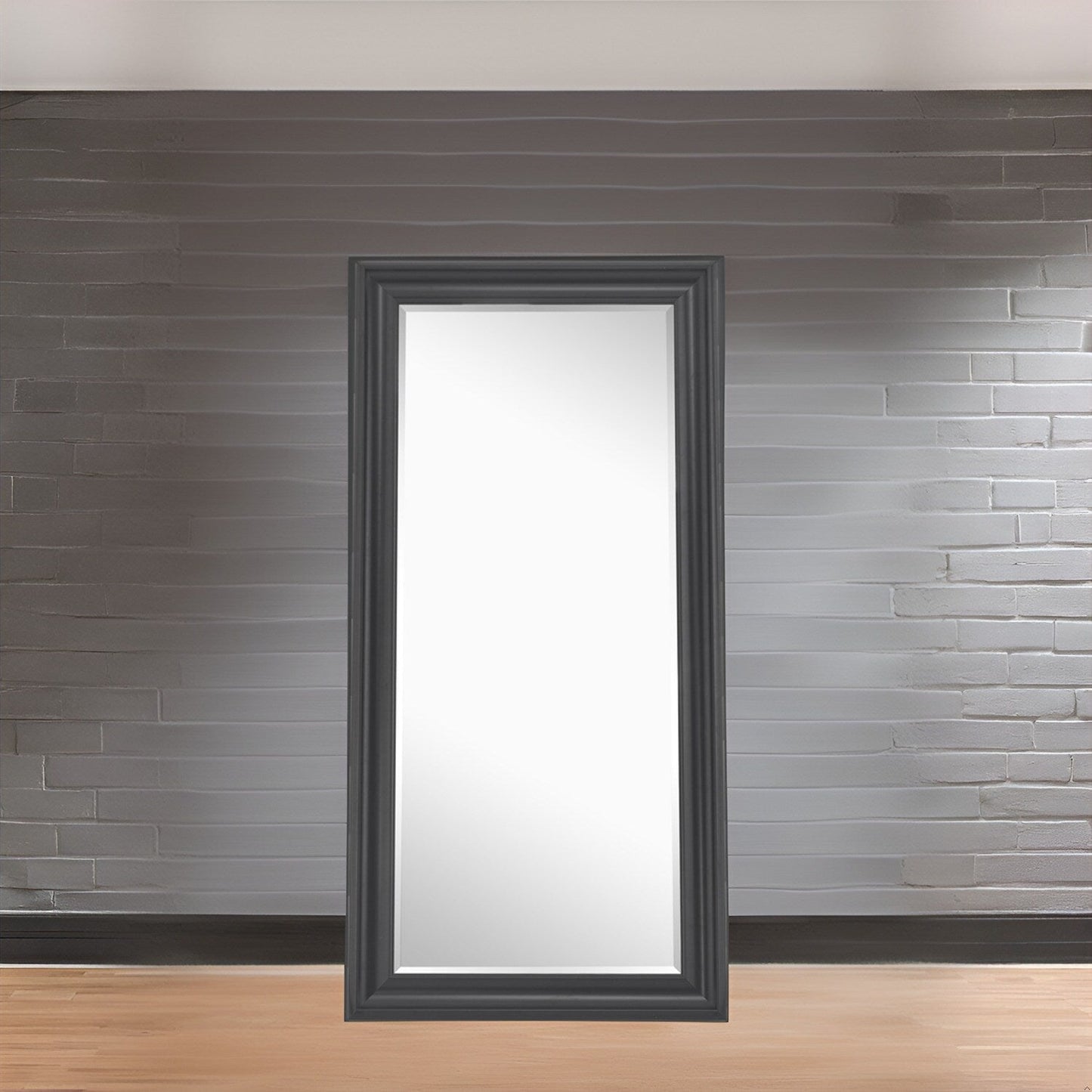 Miroir haut, miroir surdimensionné, cadre en imitation bois lisse, miroir rectangulaire mural
