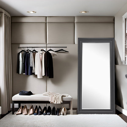 Miroir haut, miroir surdimensionné, cadre en imitation bois lisse, miroir rectangulaire mural