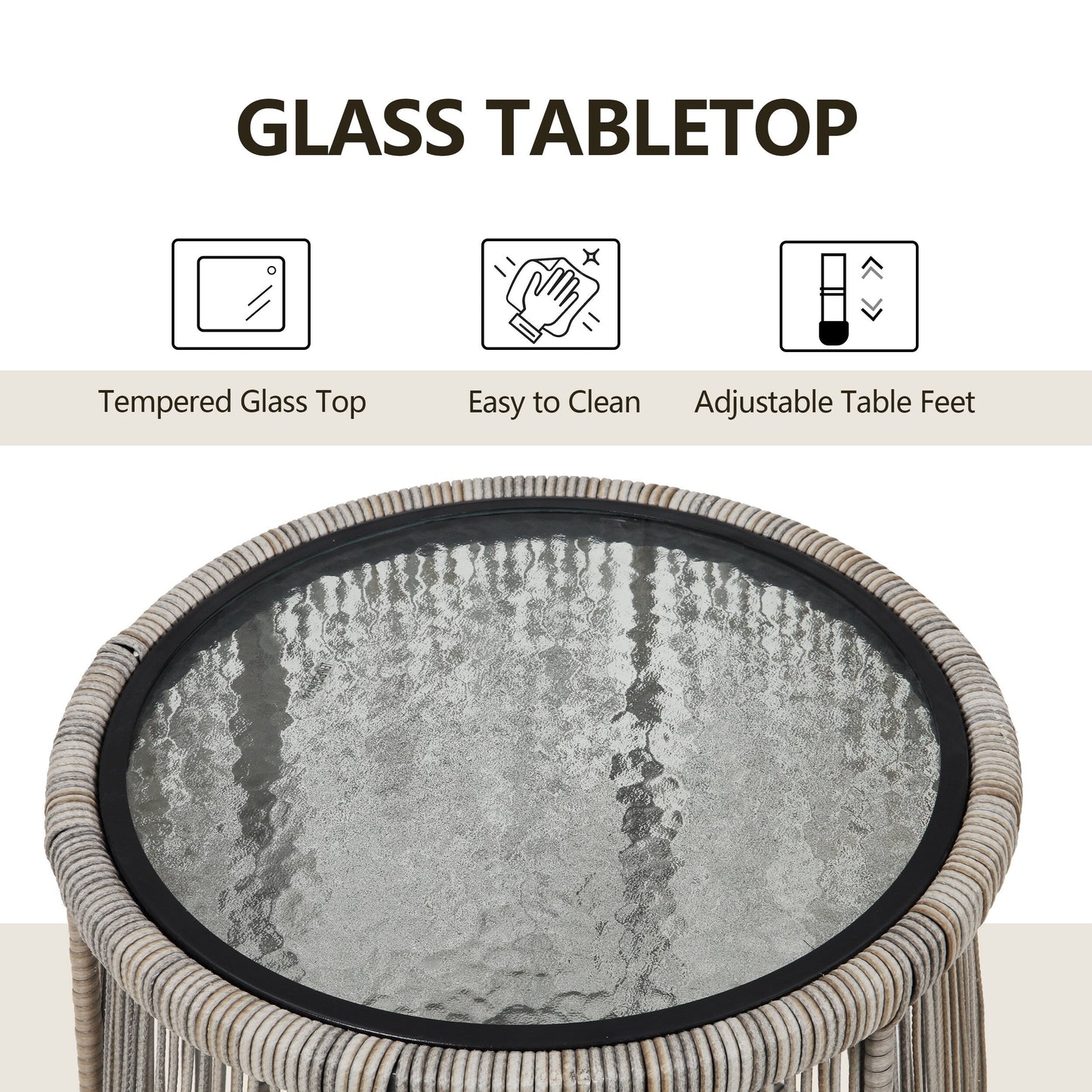 Ensemble bistro de conversation en résine tressée 3 pièces pour extérieur, mobilier de patio en rotin résistant aux intempéries avec coussins