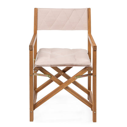 Chaise de réalisateur pliable d'extérieur Theo Classic en bois d'acacia, style milieu du siècle, avec dossier matelassé en losanges et coussin (lot de 2), par JONATHAN Y