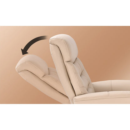 Fauteuil inclinable pivotant en cuir avec repose-pieds de rangement assorti