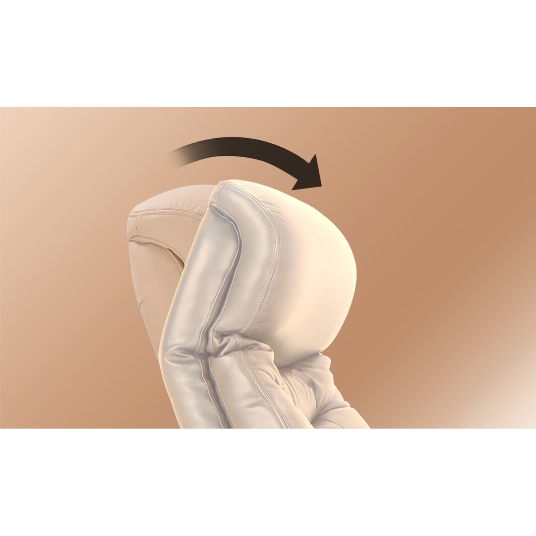 Fauteuil inclinable pivotant en cuir avec repose-pieds de rangement assorti