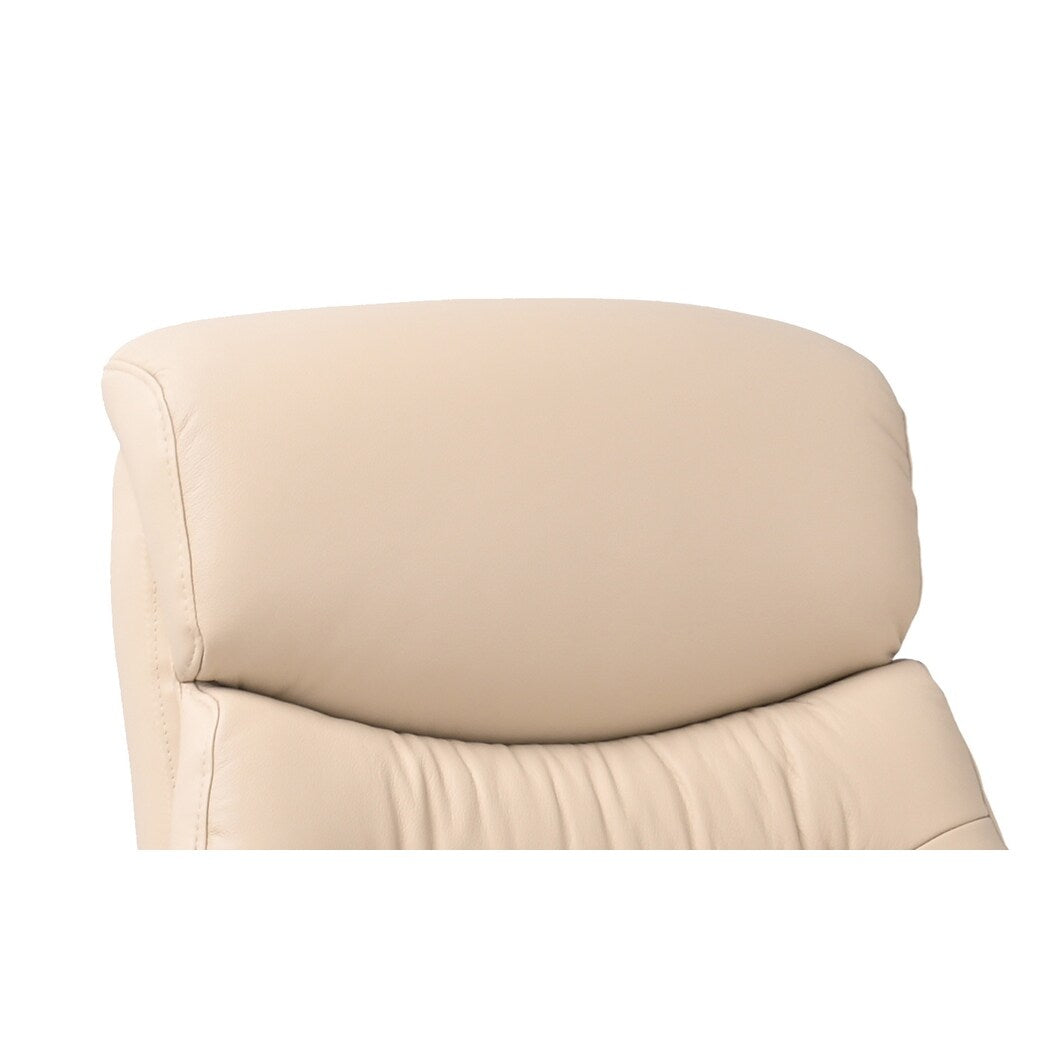Fauteuil inclinable pivotant en cuir avec repose-pieds de rangement assorti