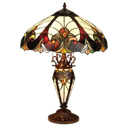 Lampe de table victorienne de style Tiffany à 2+1 lumières