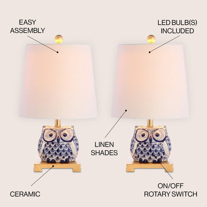 Lampe de table miniature Tiki 16 en céramique, bleu/blanc (lot de 2) par JONATHAN Y